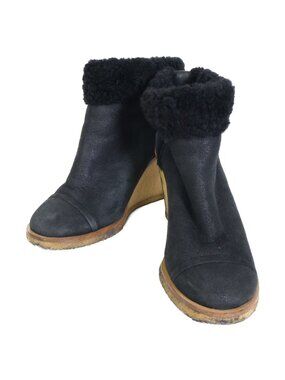 Chanel Shearling Fleece Wedge Sole Short Boots No Indicated